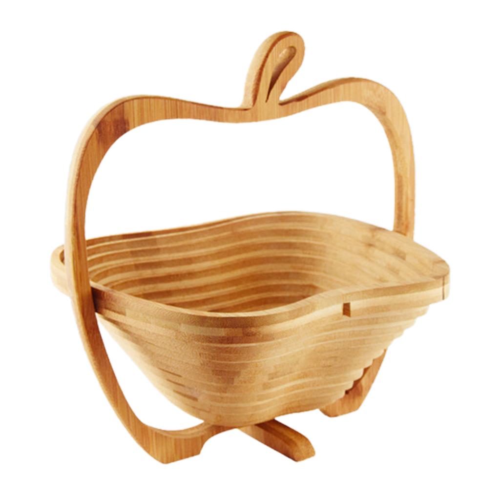 Foldable Fruit Basket,Portable Bamboos Creative Snack Plate for Christmas Party,Eco-friendly Food Storage Organizer for Camping