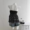Women's Black & White Polka Dot Spaghetti Strap Lace Tank Top - Sweet & Spicy Spring/Summer Style
