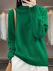 2025 Women's Korean Style Pure Wool Sweater - Half-High Collar, Warm, Loose Fit, Drop Shoulder Cashmere Knit.