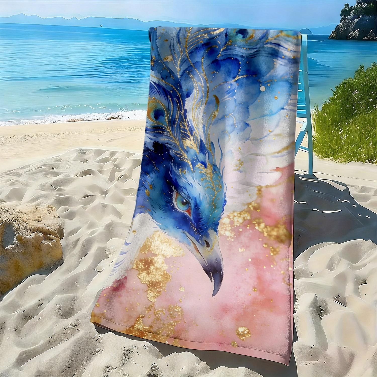 

Dreamy Peacock Watercolor Pattern polyester microfiber beach towel is highly absorbent, suitable for swimming and beach outings W30*H60(CM)