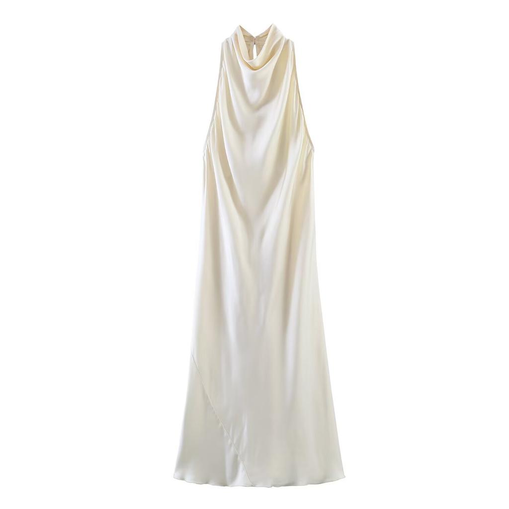 European and American style, new women's clothing, foreign style, classic neck collar Midi dress 2070100