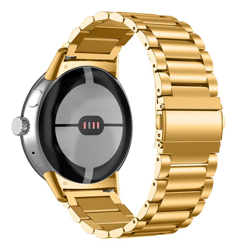 For Google Pixel Watch 3 41mm/Watch 2/Pixel Watch Elegant 316 Stainless Steel 3 Beads Wrist Band Polished Replacement Smartwatch Strap