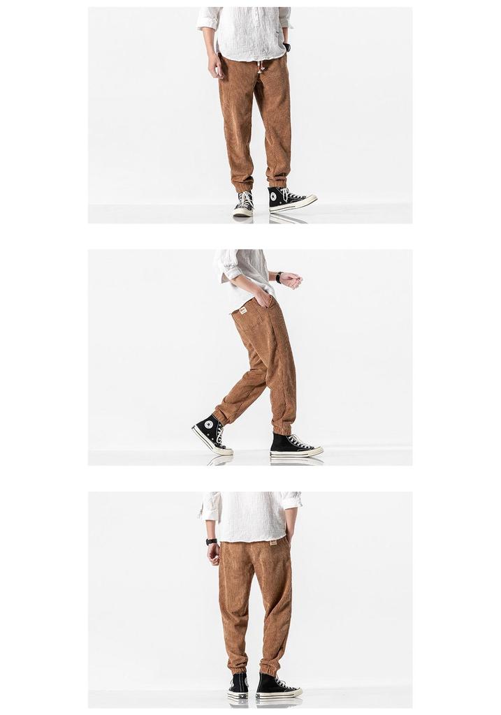 Men's Loose Fit Corduroy Casual Pants - Japanese & Chinese Style, Spring/Autumn Collection.