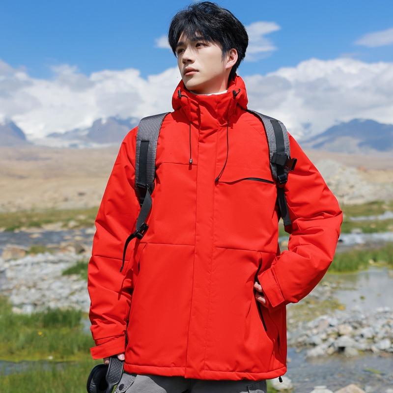 

Autumn and winter new hooded cotton jacket down cotton men and women trend fashion thickened warm cotton jacket 3XL красный