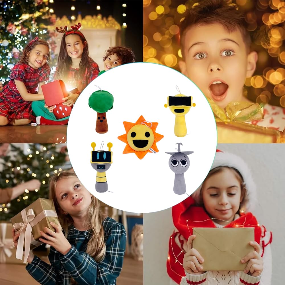 Sprunky zestaw 5 pluszaków postać lalki śpiewający potwór gra horror moe gadżety urocza dekoracja pokoju dzieci dorośli urodziny Boże Narodzenie