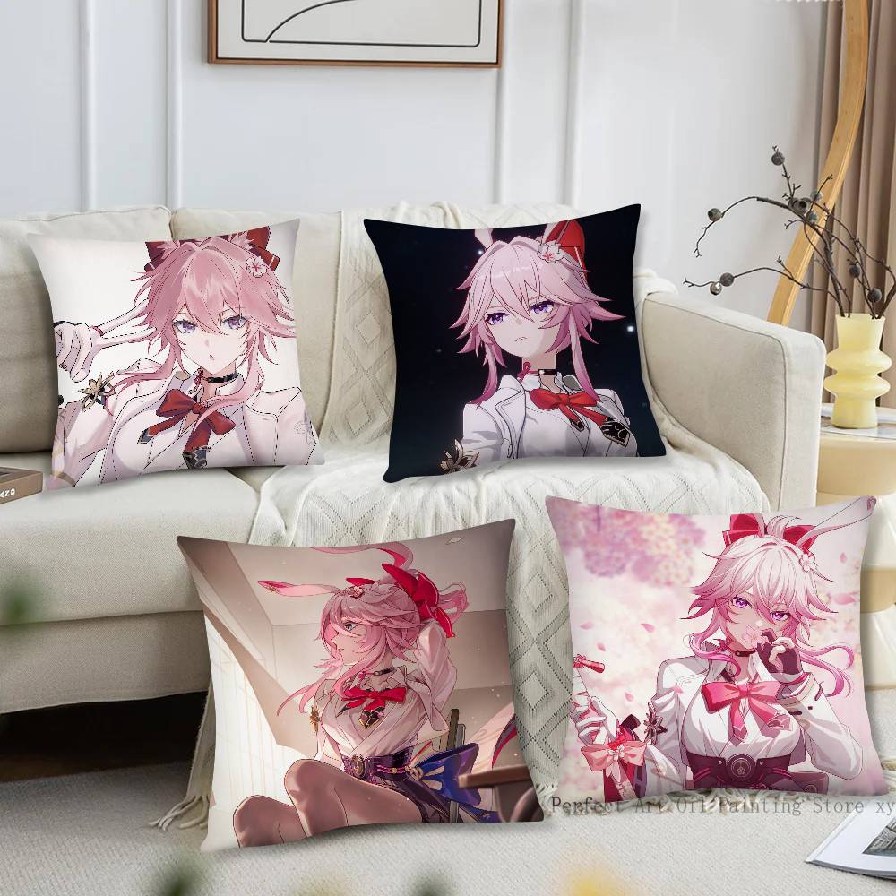 Evanescia Honkai SStar Rail Anime Pillow Case Fashion Square Pillowcase Bedroom Sofa Room Ins Decoration Leisure