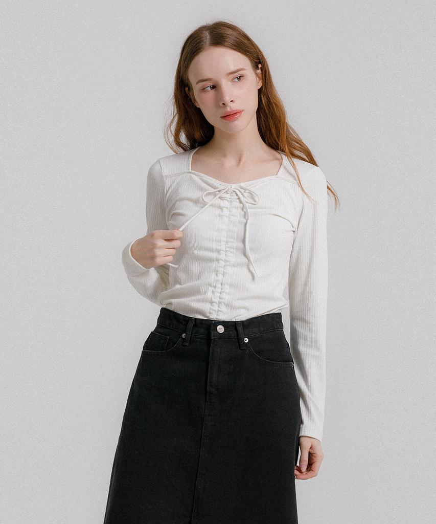 Eilubeu Bunny String Shirring Knit Aqits006D