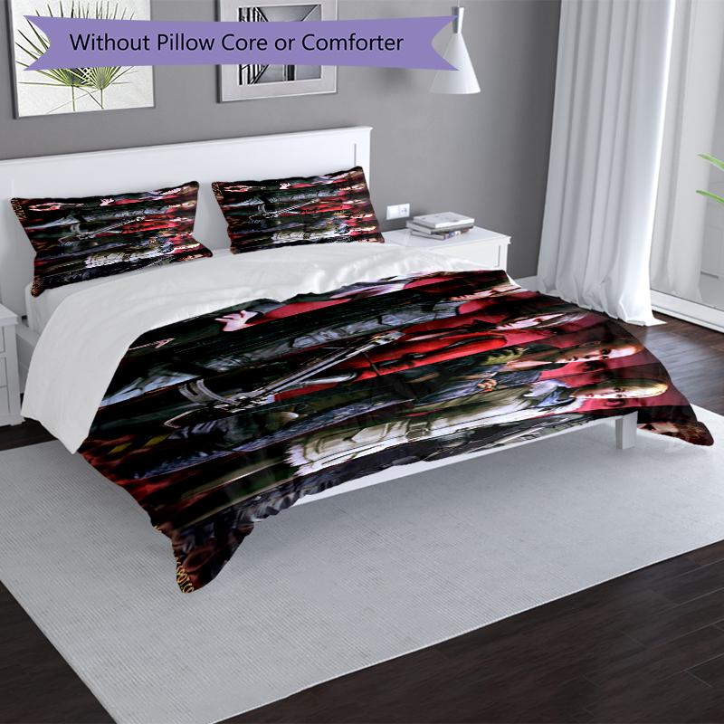 Resident Evil Characters Design Bed Bedding Set 1 Duvet Cover + 2 Pillowcases Soft Breathable Household Bed Linens