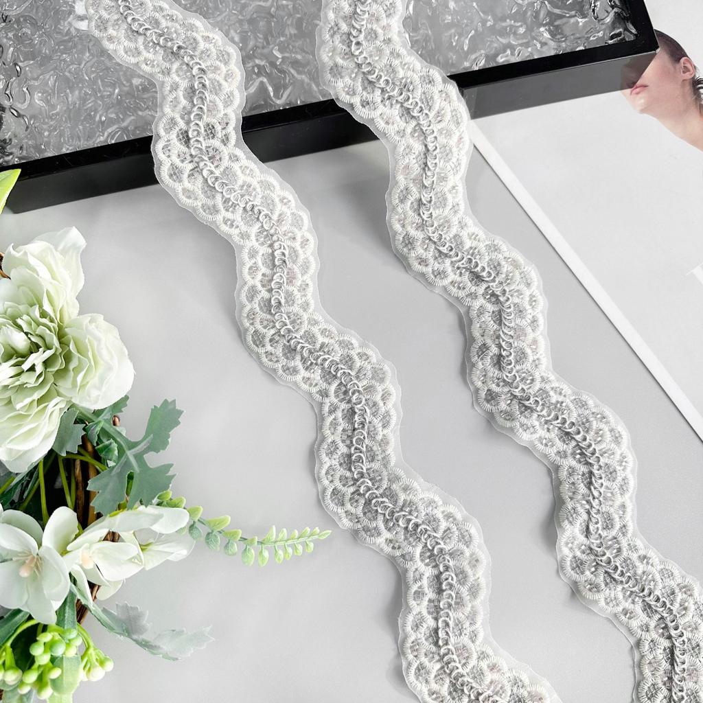 3,5 cm Wellenperlen Stickerei Strang Dekoration Barcode Kleidung Kleid Heim Gepäck Spitze Accessoires
