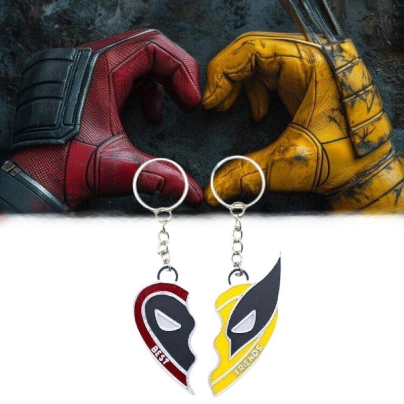 Deadpool Wolverine Best Friends Heart Geometric Alloy Necklace Red Yellow Cartoon Gift