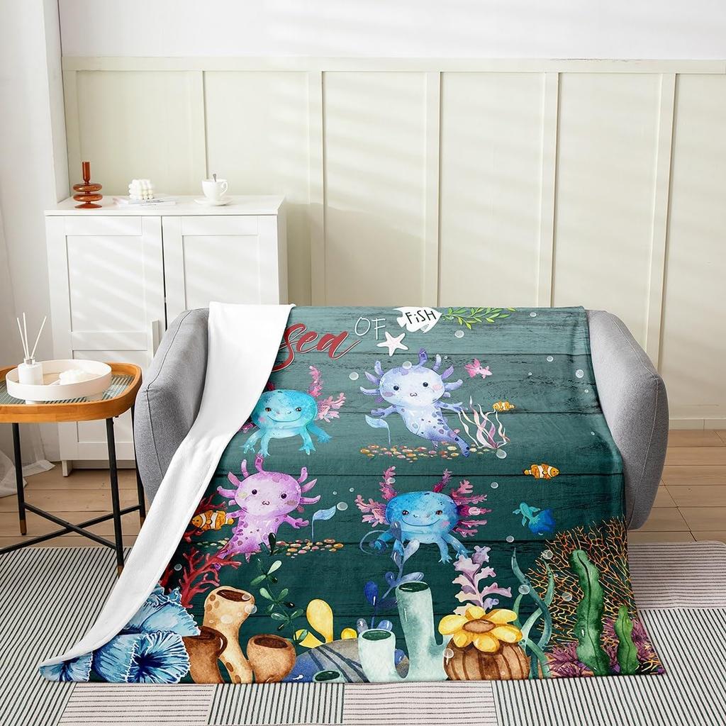 Japanese Style Soft Warm BlanketRainbow Butterfly Throw BlanketCherry Blossoms Fleece BlanketInk Painting Style Fuzzy Blanket