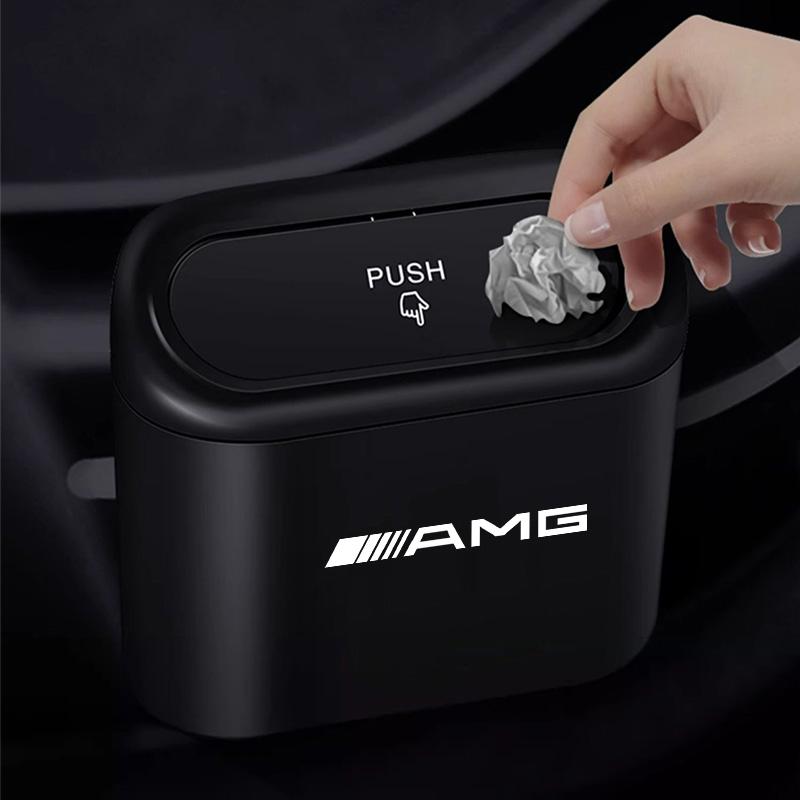 For Benz SW222Car Door Trash Can Garbage Bin Storage Box Auto Accessories For Mercedes Benz AMG GLE GLS CLA CLE GLC CLS GLA W223 W213 Stickers