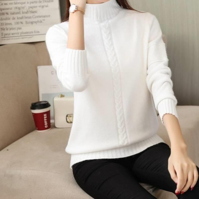 

Пуловер с полуводолазкой, однотонный свитер, женская свободная рубашка с подкладкой из жареного теста, топ с длинными рукавами, осенне-зимний трикотаж 3XL белый