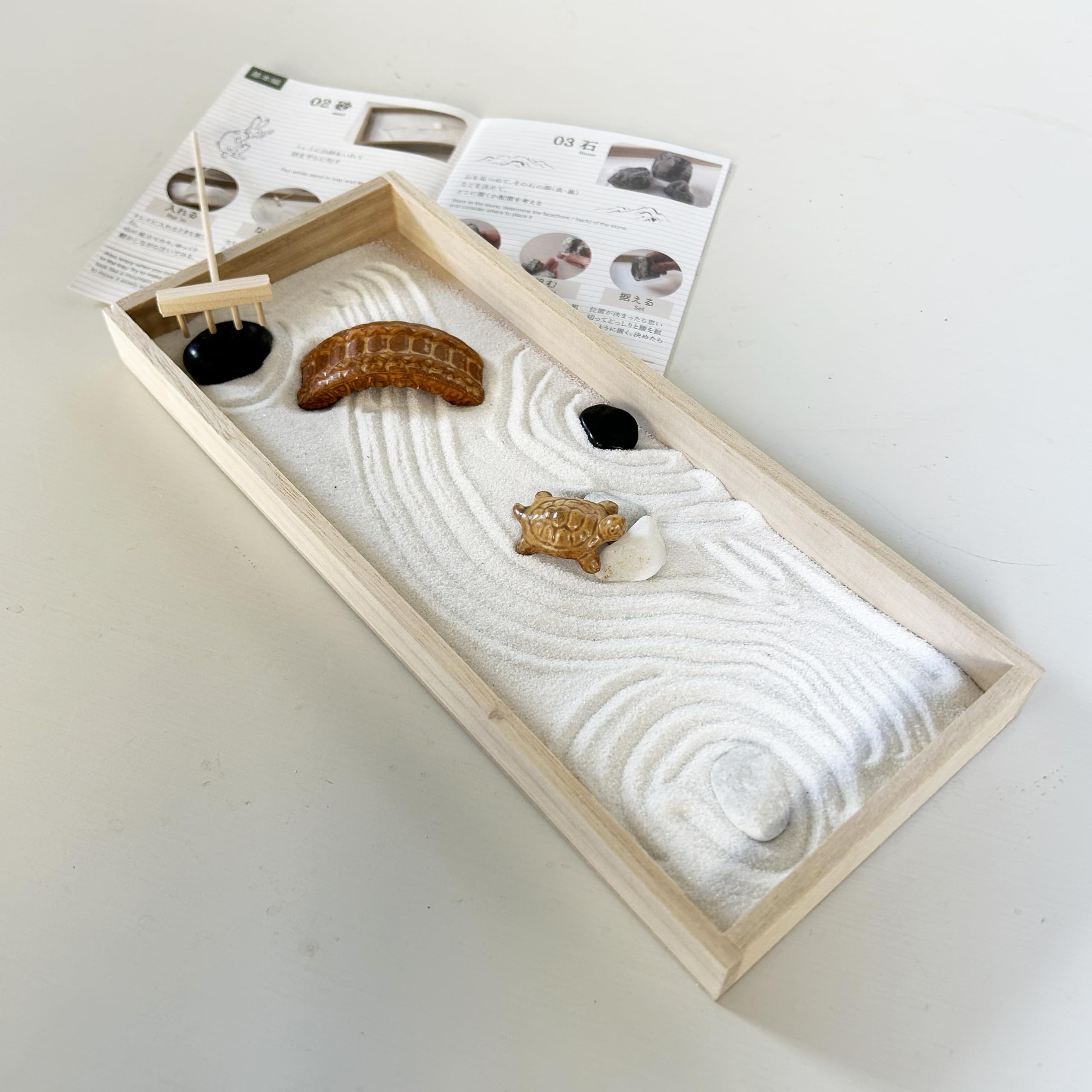 Mini Karesansui Garden Kit with Japanese Zen Zen Miniature Zen Zen Kyoto Spiritual Unity (Garden Set) How-to Booklet Garden, World, Temple, Garden,