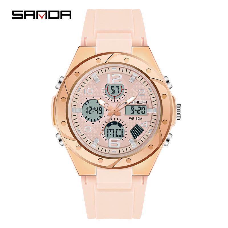 Sanda Men's Multifunctional Dual Display Waterproof Sports Watch with Luminous & Alarm Features