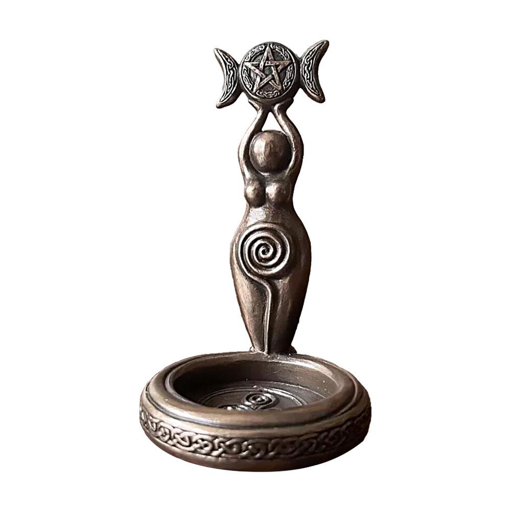 Goddess Triple Moon Tealight Candle Holder Stand Resin Sculpture Candlesticks Home Decor Gift