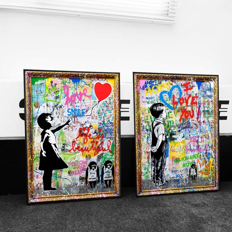 Bansky Art Follow Your Deams Cavnas Gemälde Graffiti Poster Zimmer Wandkunst Ölgemälde Druckgrafik Abstrakte Heimdekoration