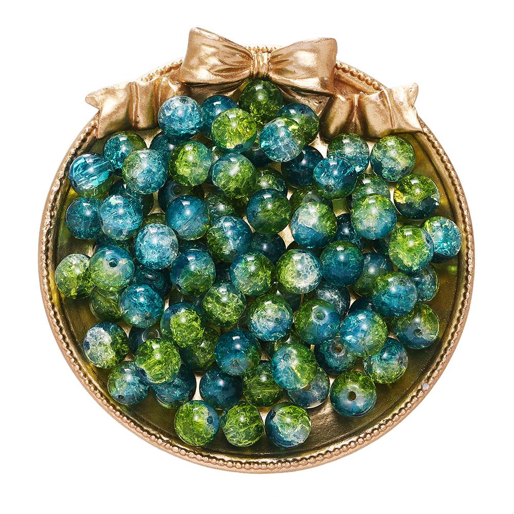 20/50 pièces 10mm Perles de Verre Craquelé Bicolores Espaceur Perle Libre pour Fabrication de Bracelets Colliers Bijoux DIY Accessoires Fournitures