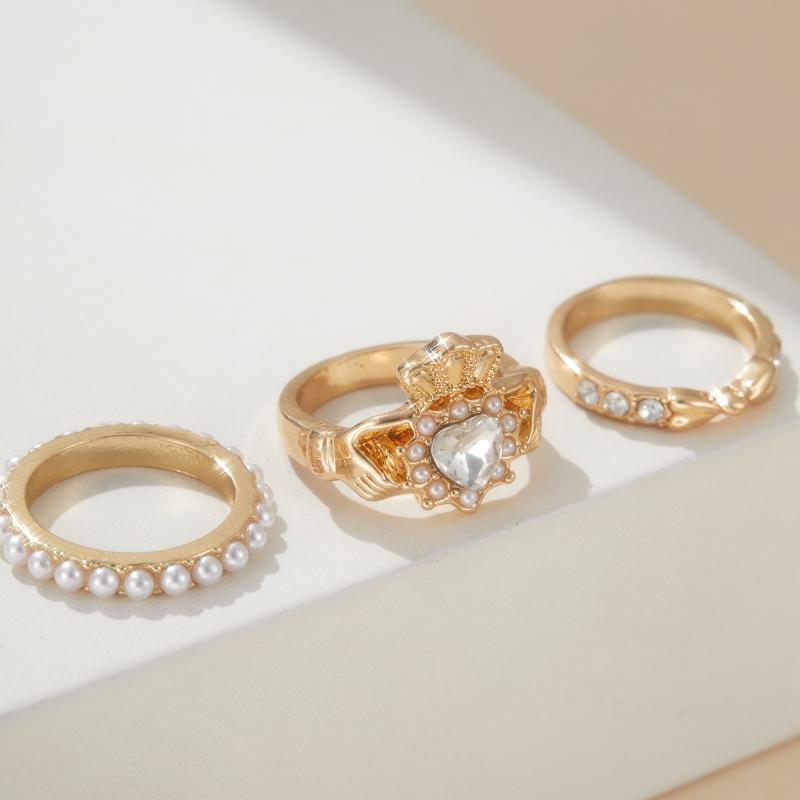 

Exquisite Sparkling Zircon Imitation Pearl Multi-layer Ring, Women s Fashionable and Trendy Wedding Banquet Zircon Accessories 6