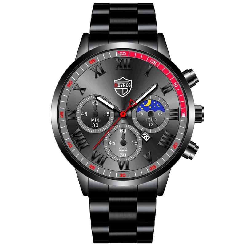 Classic Stainless Steel Watch Men's Calendar Quartz Watch Men's Personality Watch Casual Student Watch Business Watch