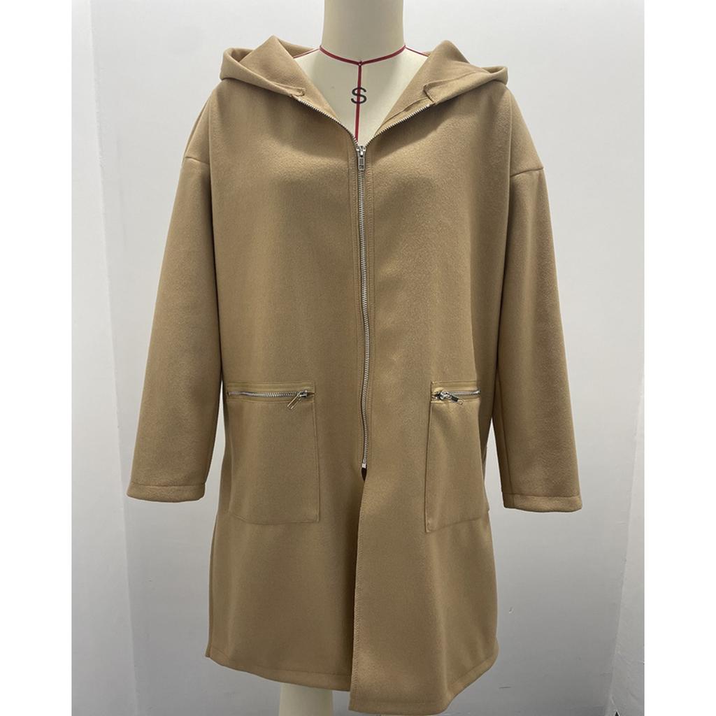 Fall Winter Women's Oversized Long Sleeve Hooded Mid-length Cardigan Coat Casual Fashion Outerwear for Women