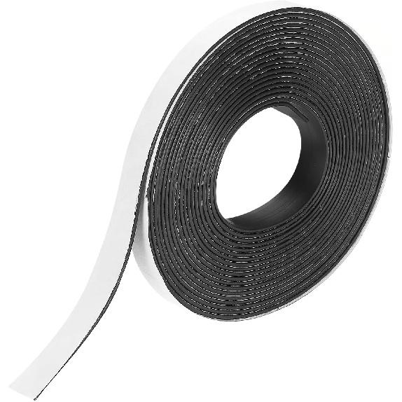 MECCANIXITY Magnetic Strip 6.56 Feet X 3/8" Width X 3/32" Thick Magnetic Tape Labels Stickers Self Adhesive for Whiteboards Refrigerator and DIY