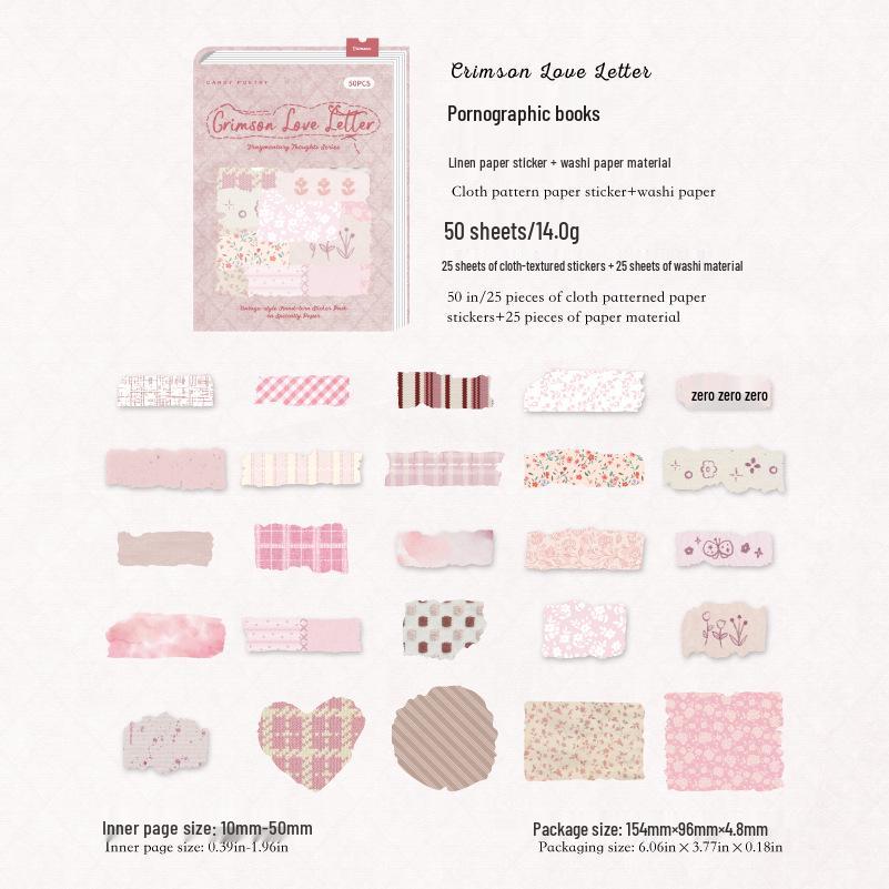 Suiker Poëzie Stof-Thema Afscheurbare Sticker Pakketten voor Journals