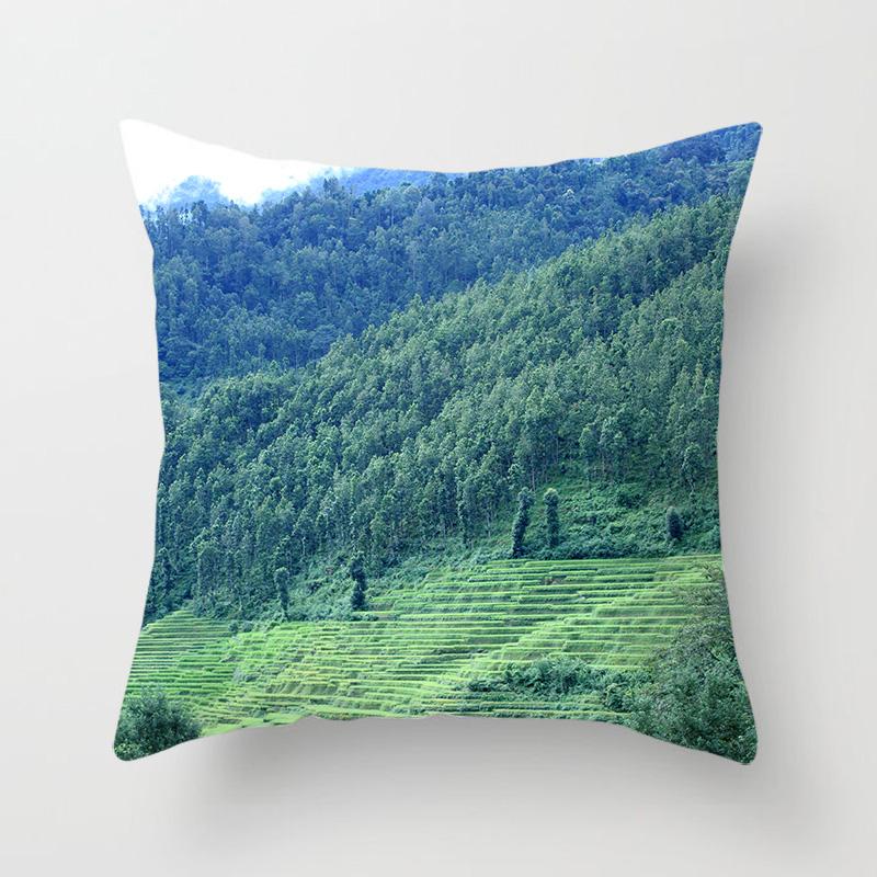 Sunshine Forest Landscape Printed Throw Pillow Cover Sofa Decoration Car Office Seat Cushion Cover Room Home Decor Pillow Cover