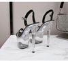 Damenschuhe Stilettos Lackleder Sexy Transparente Schnalle Mode Sandalen 181 Serie 16,5 cm Absatz 7 cm Plattform LFD