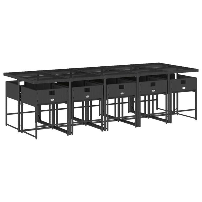 VidaXL Ensemble à manger de jardin 11 pcs coussins noir résine tressée 3278057