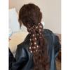 Elegant Korean Brown Polka Dot Ribbon Scrunchie for Women - High-End, Stylish, High Elasticity Hair Tie