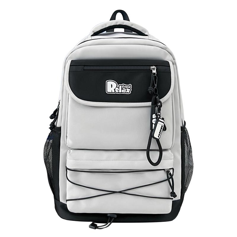 Nylon Color Block Student Schoolbag Large Capacity Travel Computer Backpack