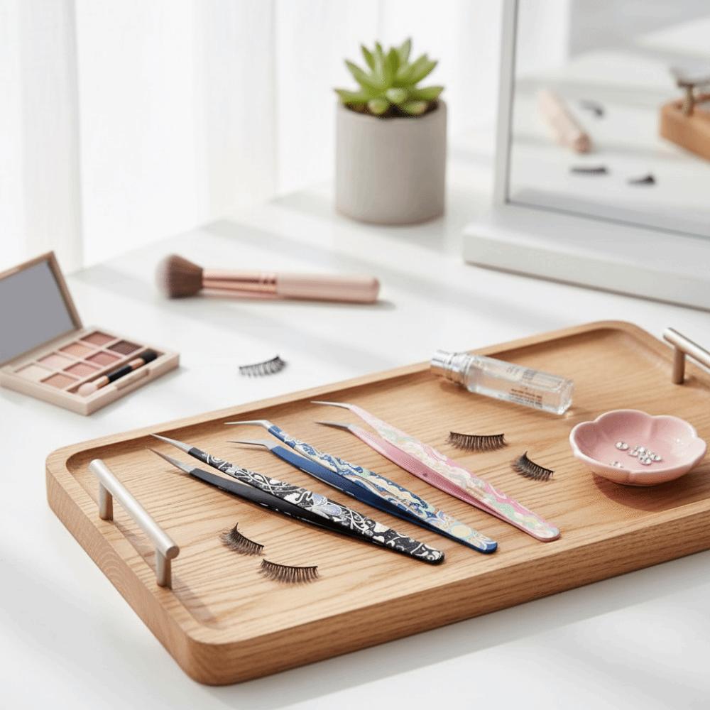 Hochpräzisions-Wimpernpinzette Metall Wimpernverlängerungs-Pinzette Miniatur-Szenen-Aufkleber