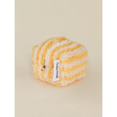 Aube Nuit Obnuit Wool Cube Pouch Keyring Stripe_Yellow S (Keyring Can Be Added)