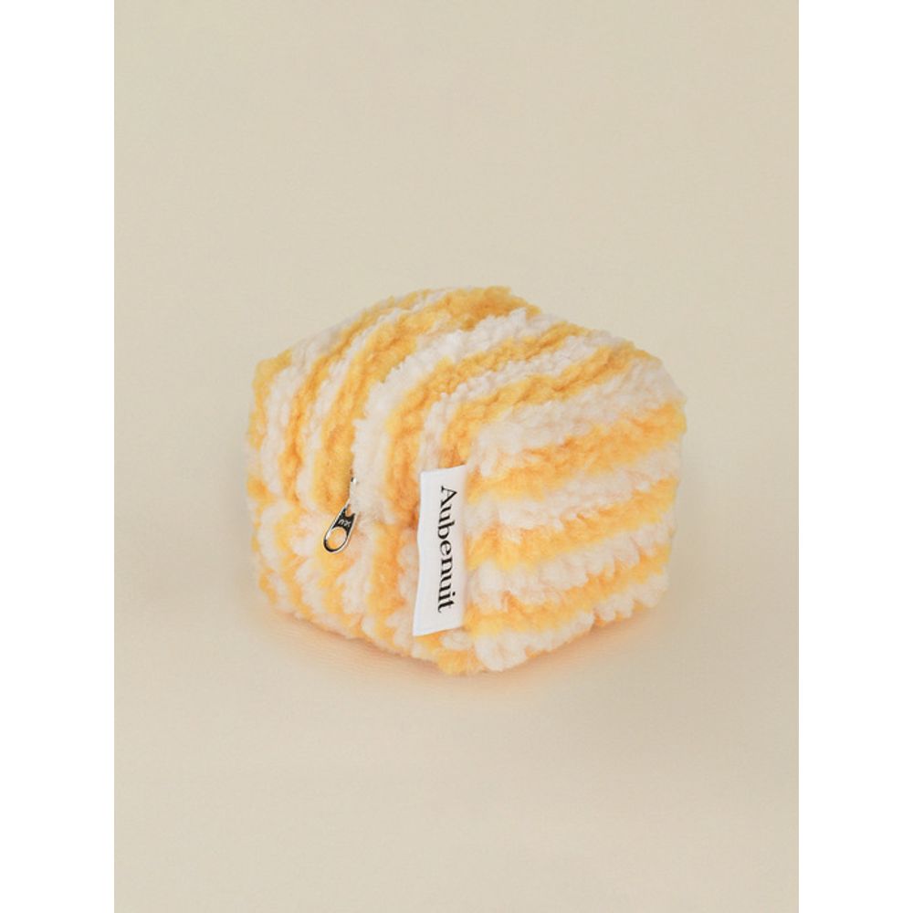 

Aube nuit Obnuit Wool Cube Pouch Keyring Stripe_Yellow S (Keyring can be added) No keyring