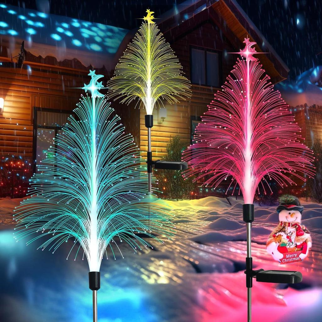 Colorful LED Solar Jellyfish Fiber Optic Garden Lights - Decorative Courtyard and Lawn String Lights