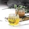 Borosilicate Glass Pumpkin Cup with Handle - Vertical Stripe Design