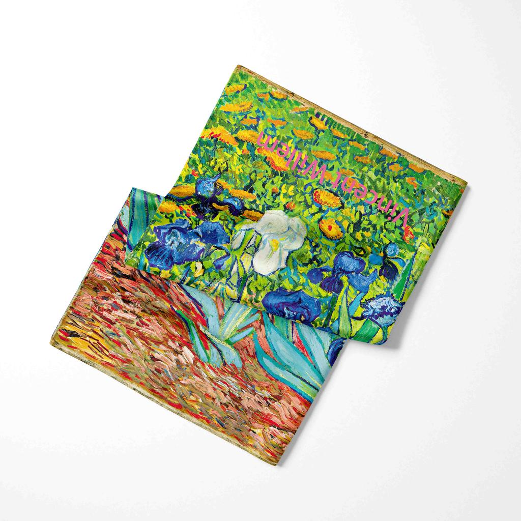 2025 Oil Painting Silk Scarf For Women New Print Female Foulard Scarfs Handle Kerchief Fashion Head Foulard Square Scarves
