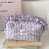 Cotton Makeup Bag With Lace Trim For Travel And Daily Use Ladies Organizer