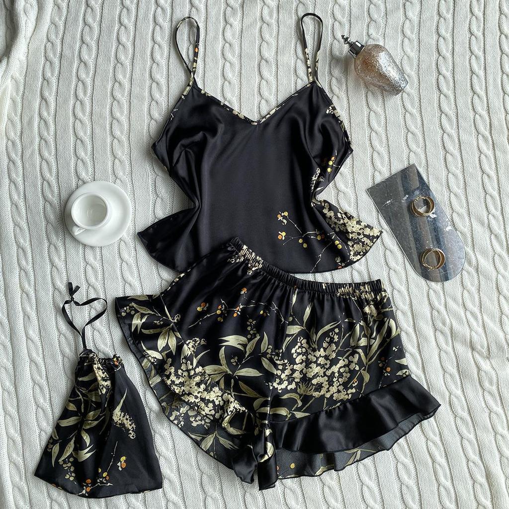 Women's Four Seasons Tie-Up Robe & Nightgown Set - Thin, Mid-Length Pajamas