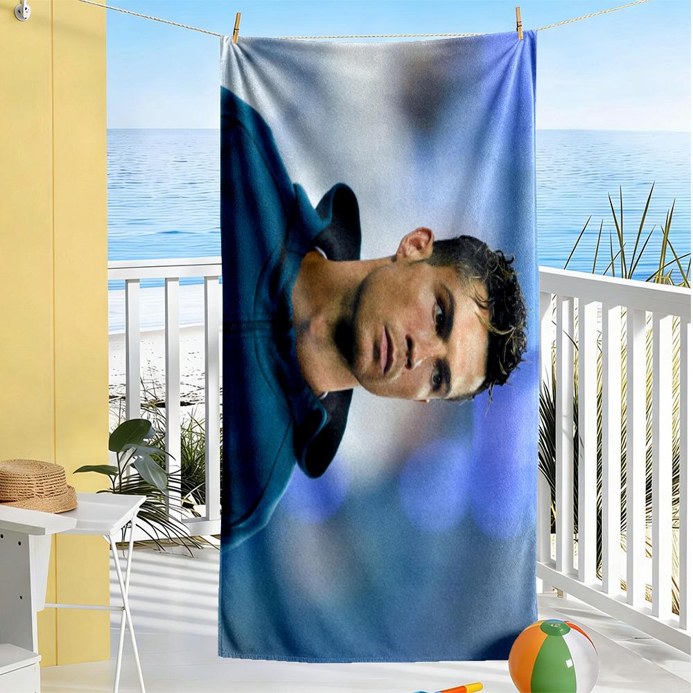 Cristiano Ronaldo's Blue Suit Beach Towel Super Soft Microfiber Quickdry Fabric Comfortable Lightweight