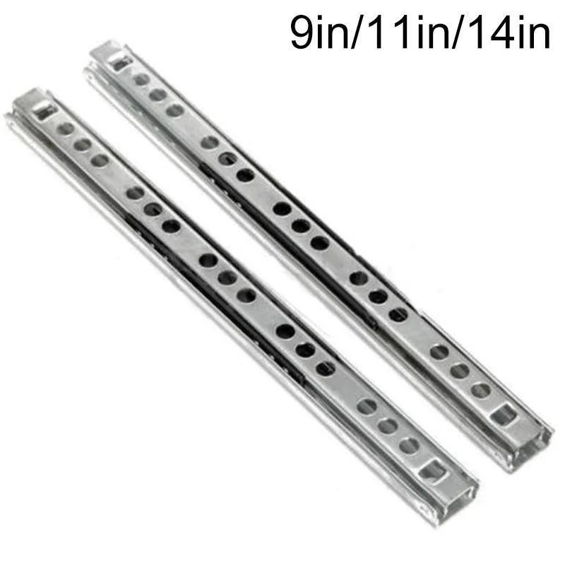 2pcs Steel Side Slide Rail Drawer Runners with Ball Bearing Groove for Smooth Silent Sliding Suitable for Furniture Drawers