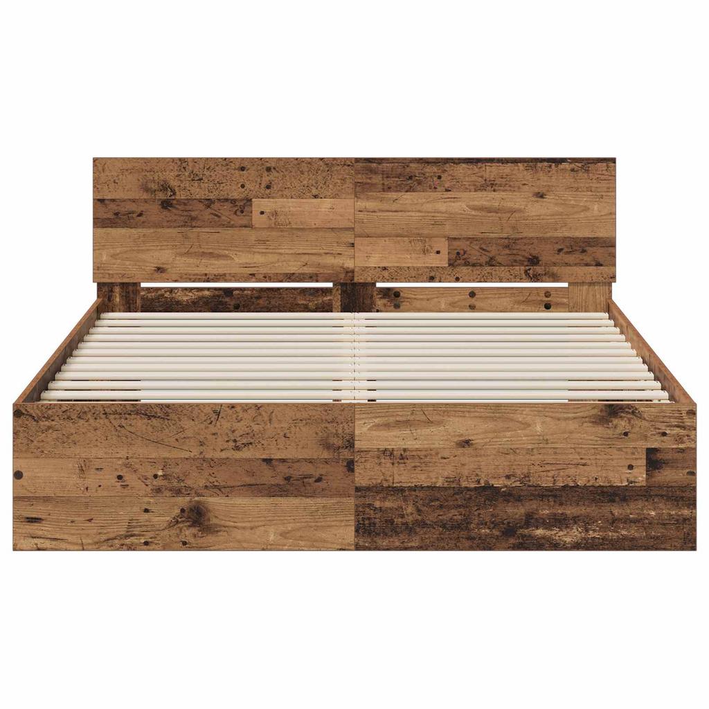 Bed Frame with Headboard Reclaimed Wood 120 x 200 cm Engineered Wood
