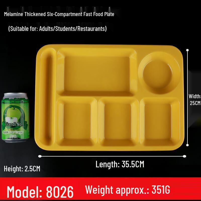 Jijun Commercial Melamine Segmented Lunch Plates (10-Pack)