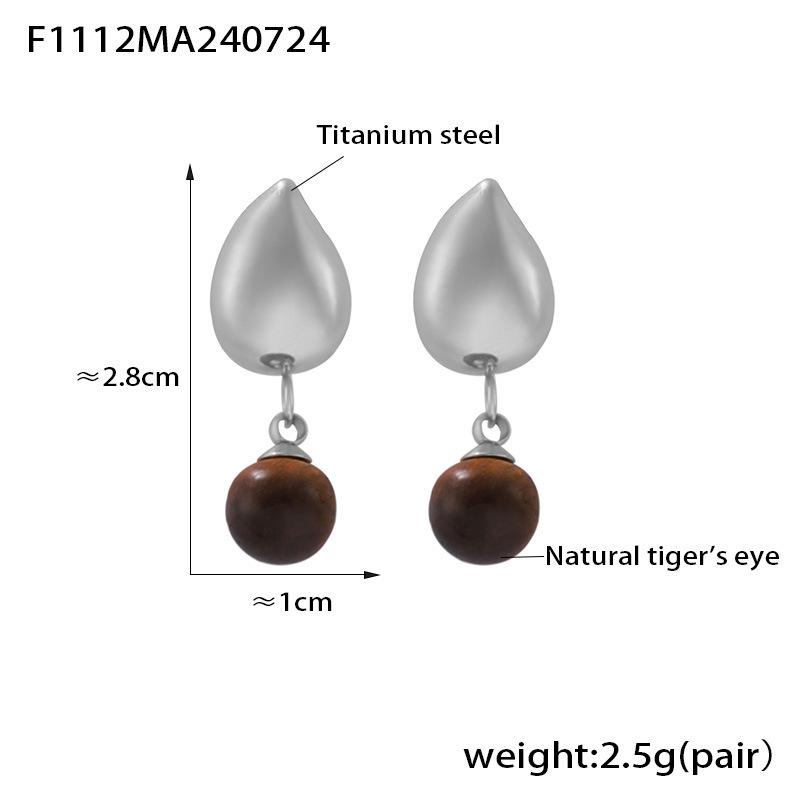18K Gold-Plated Geometric Tassel Tiger Eye Earrings for Women