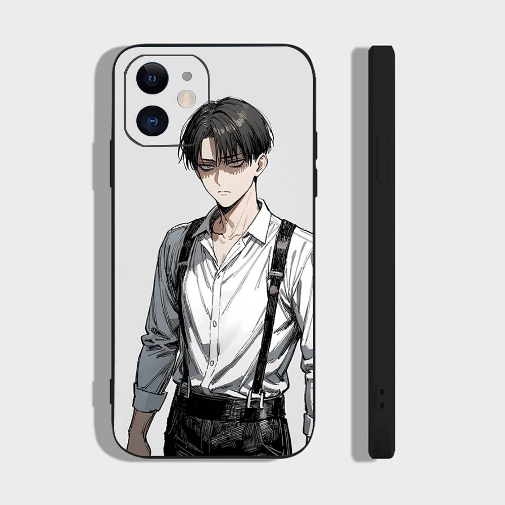 Custodia per Telefono Levi Ackerman Attack On Titan Per IPhone 17 Air 16 15 14 13 Pro Max 11 12 Copertura Nera in Silicone