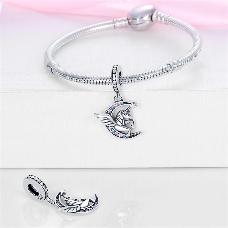 Authentic Charm Bead Charms Copper Dreamy Unicorn Moon Pendant Bead Charms Compatible With Bracelets Women Jewellery Making Diy Gift