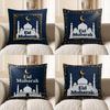 2D Eid Mubarak Mosque Starry Decorative Pillow Pattern Cushion Cover Suitable For Sofa Bedroom Car Pillow Cover
