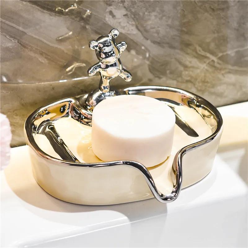 Keramik Seifenschale Seifenablage Kreatives Abtropfgestell High-End Leichter Luxus Haushalt Badezimmer Badezimmer Aufbewahrungsregal Seifenhalter