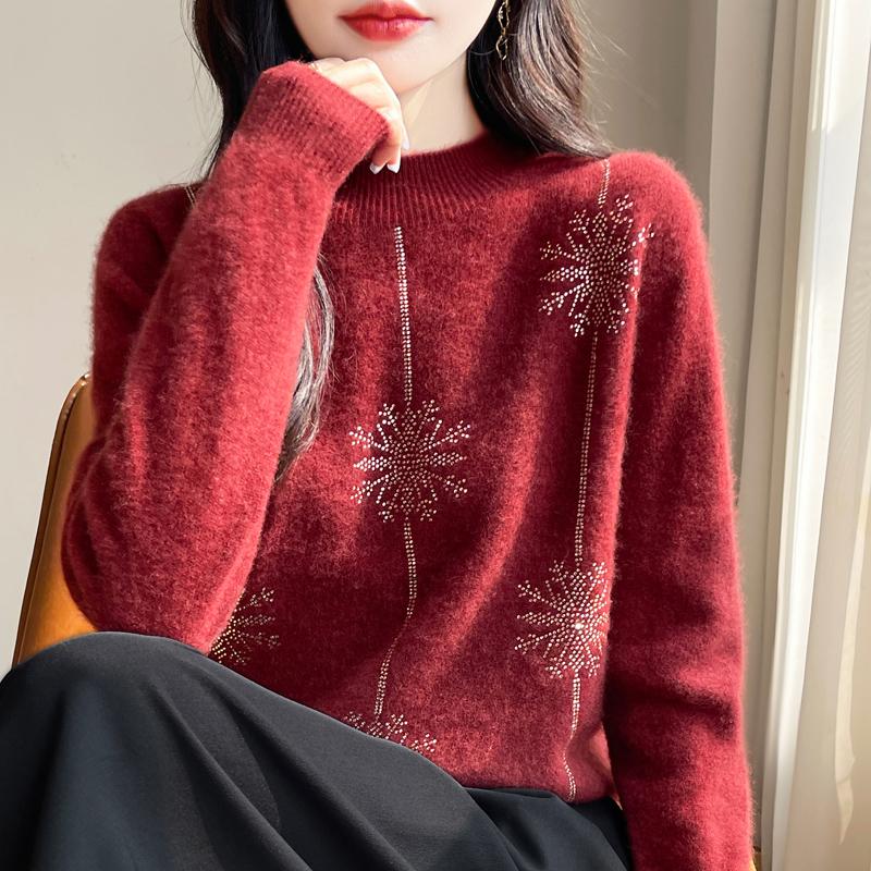 Women's Cashmere Sweater Qinghe Cashmere 30% Cashmere 70% Wool Autumn and Winter Pullover Warm and Fashionable